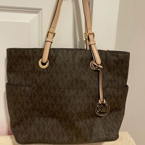 Michael Kors Jet Set Signature Brown Leather Tote